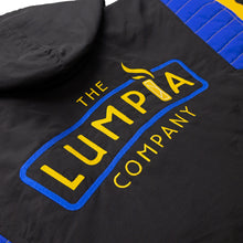 Load image into Gallery viewer, (PRE-SALE) THE LUMPIA COMPANY X SAVS &quot;GOLDEN STATE&quot; STADIUM JACKET - BLACK, BLUE &amp; GOLD
