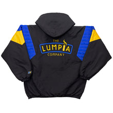 Load image into Gallery viewer, (PRE-SALE) THE LUMPIA COMPANY X SAVS &quot;GOLDEN STATE&quot; STADIUM JACKET - BLACK, BLUE &amp; GOLD
