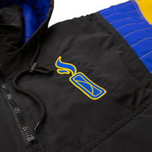 Load image into Gallery viewer, (PRE-SALE) THE LUMPIA COMPANY X SAVS &quot;GOLDEN STATE&quot; STADIUM JACKET - BLACK, BLUE &amp; GOLD
