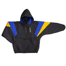 Load image into Gallery viewer, (PRE-SALE) THE LUMPIA COMPANY X SAVS &quot;GOLDEN STATE&quot; STADIUM JACKET - BLACK, BLUE &amp; GOLD
