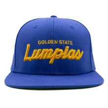 Load image into Gallery viewer, GOLDEN STATE LUMPIA&#39;S&quot; SNAPBACK HAT.  BLUE &amp; GOLD
